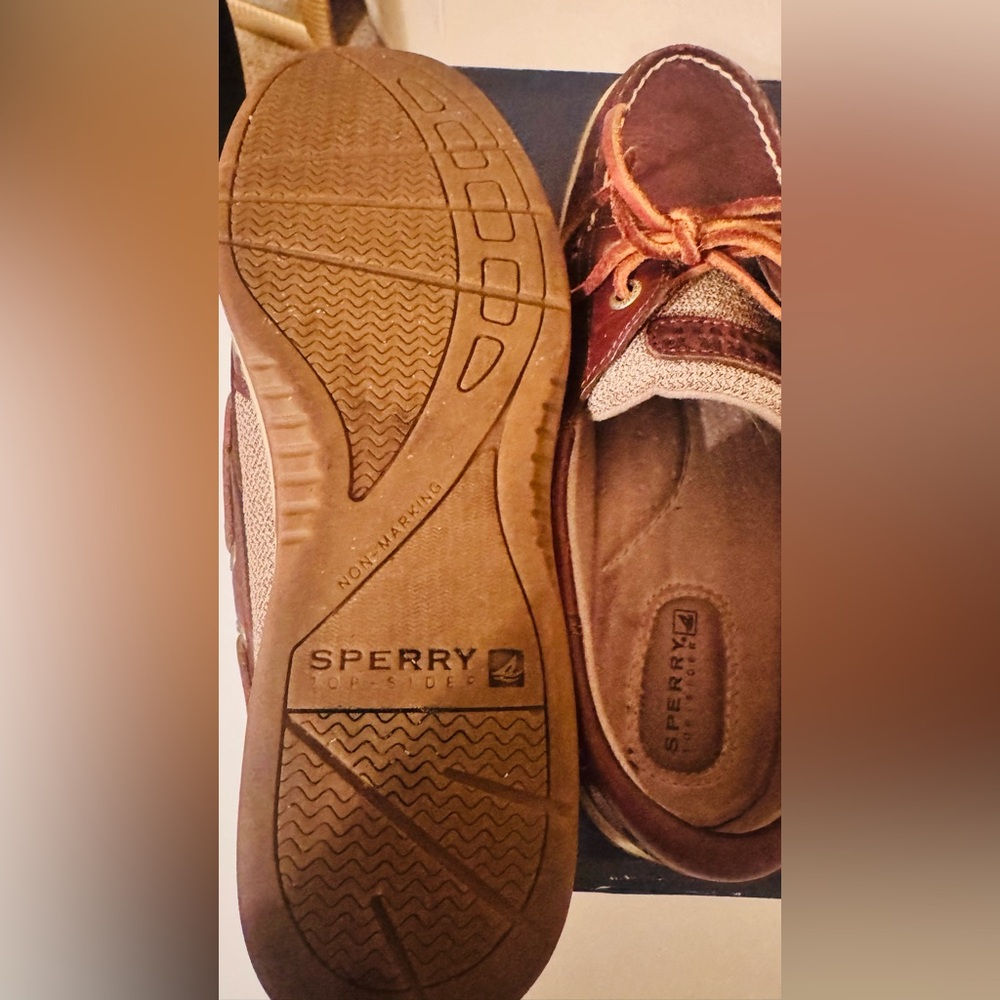 Sperry Women’s Top Sider Bluefish 2 Eye Tan Boat Shoes, Sailing, Deck Shoes - Picture 9 of 11